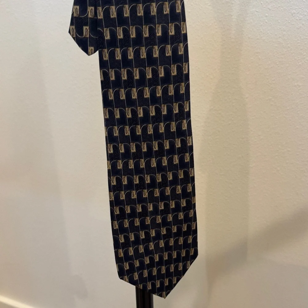 Men’s Navy Geometric Pattern Tie - Classic Workwear